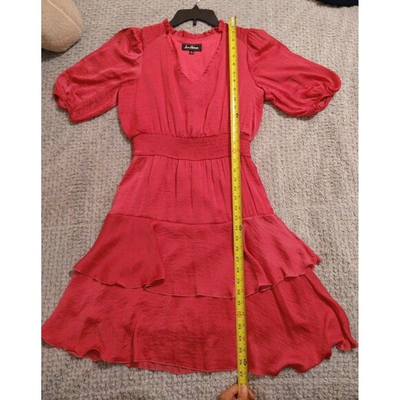 Sam Edelman Cold shoulderlayer ruffled  dress Sm Pink Boho Feminine Cottagecore - Picture 3 of 7